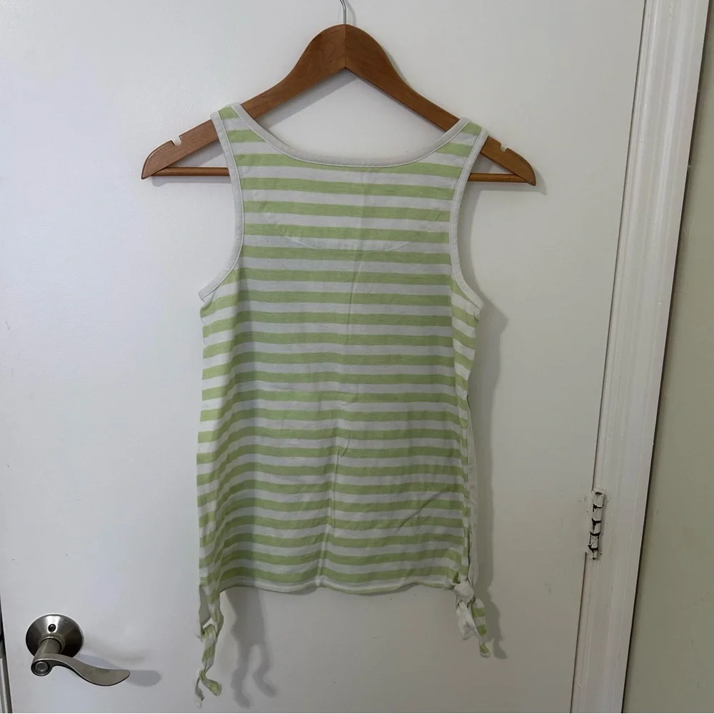 Justice Girls White Green 'Believe in Peace' Sequins Striped Tank Top Size 16 - Picture 4 of 4